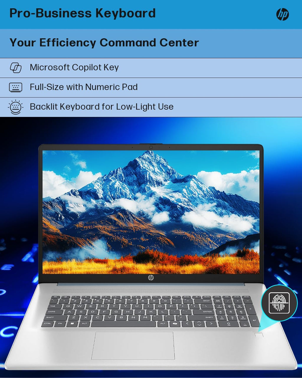 HP 17.3 Touchscreen Laptop for Business, Intel Ultra 7 255U Up to 5.2GHz, 32GB DDR5, 1TB SSD, Backlit KB, Fingerprint Reader, Wi-Fi 6, Windows 11 Pro, W/RECOLX AI Voice Recorder, REDRAGON Accessories