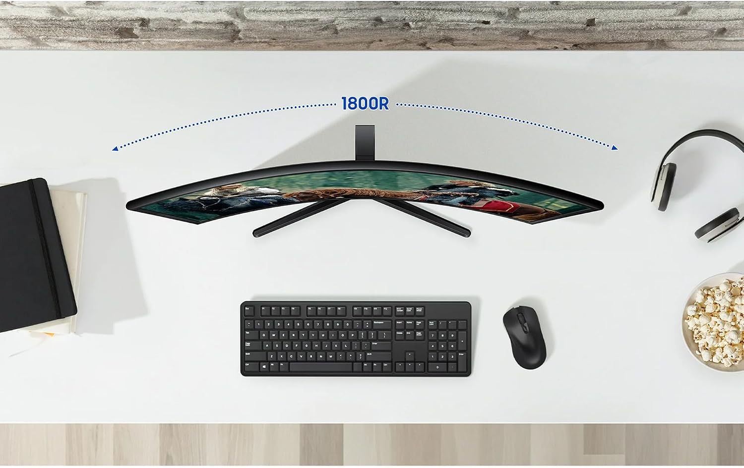 Samsung 27' S3 Series Curved Computer Monitor, LED, 100Hz, 4ms, AMD FreeSync, HDMI, 1920x1080, Black, with HDMI Cable