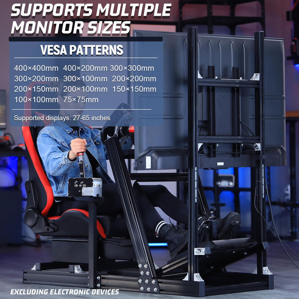 Marada 8040 Aluminum Profile Racing Simulator Cockpit,Fit For Fanatec,for Thrustmaster, for Moza, for Logitech g29 g920, Sim Racing Cockpit with Monitor Mount and Seat, Excluding Electronic Devices