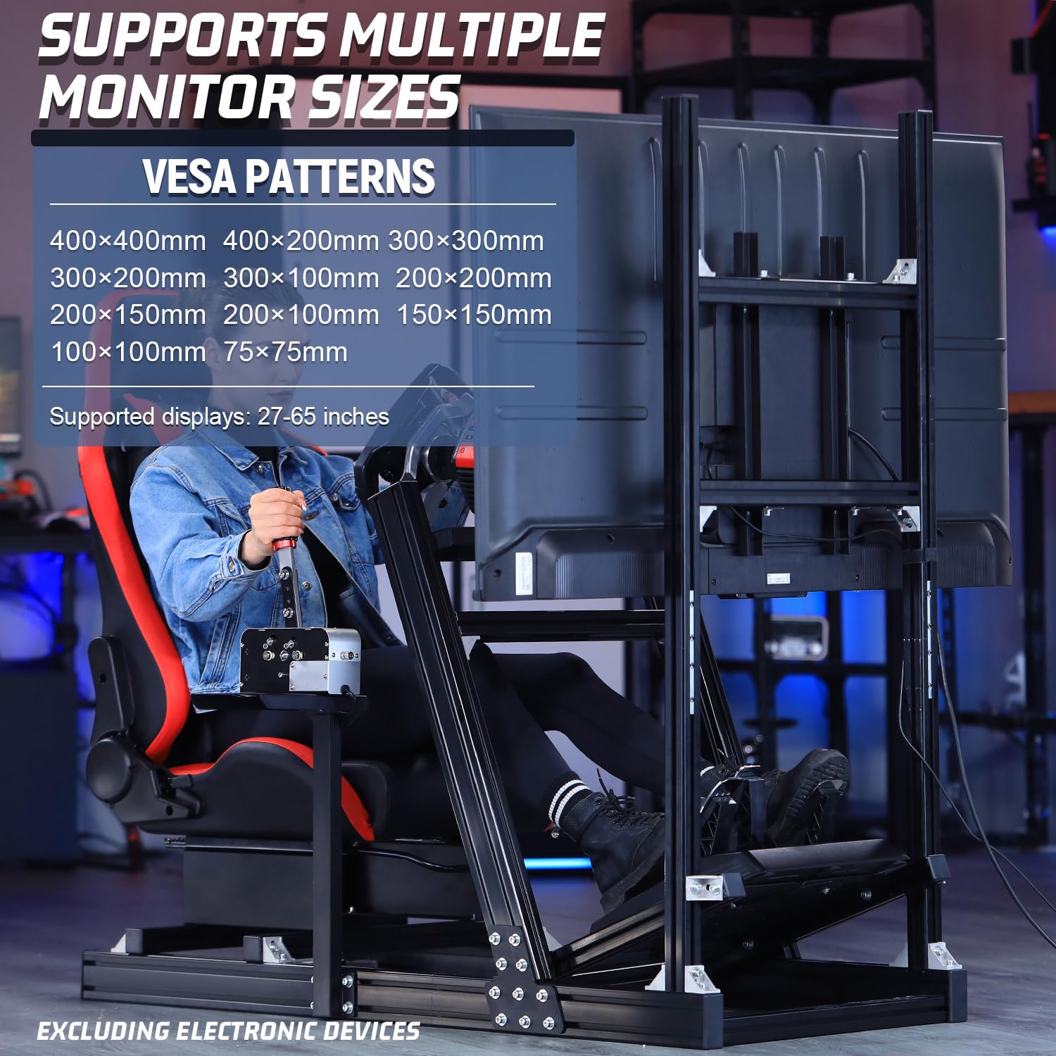 Marada 8040 Aluminum Profile Racing Simulator Cockpit,Fit For Fanatec,for Thrustmaster, for Moza, for Logitech g29 g920, Sim Racing Cockpit with Monitor Mount and Seat, Excluding Electronic Devices
