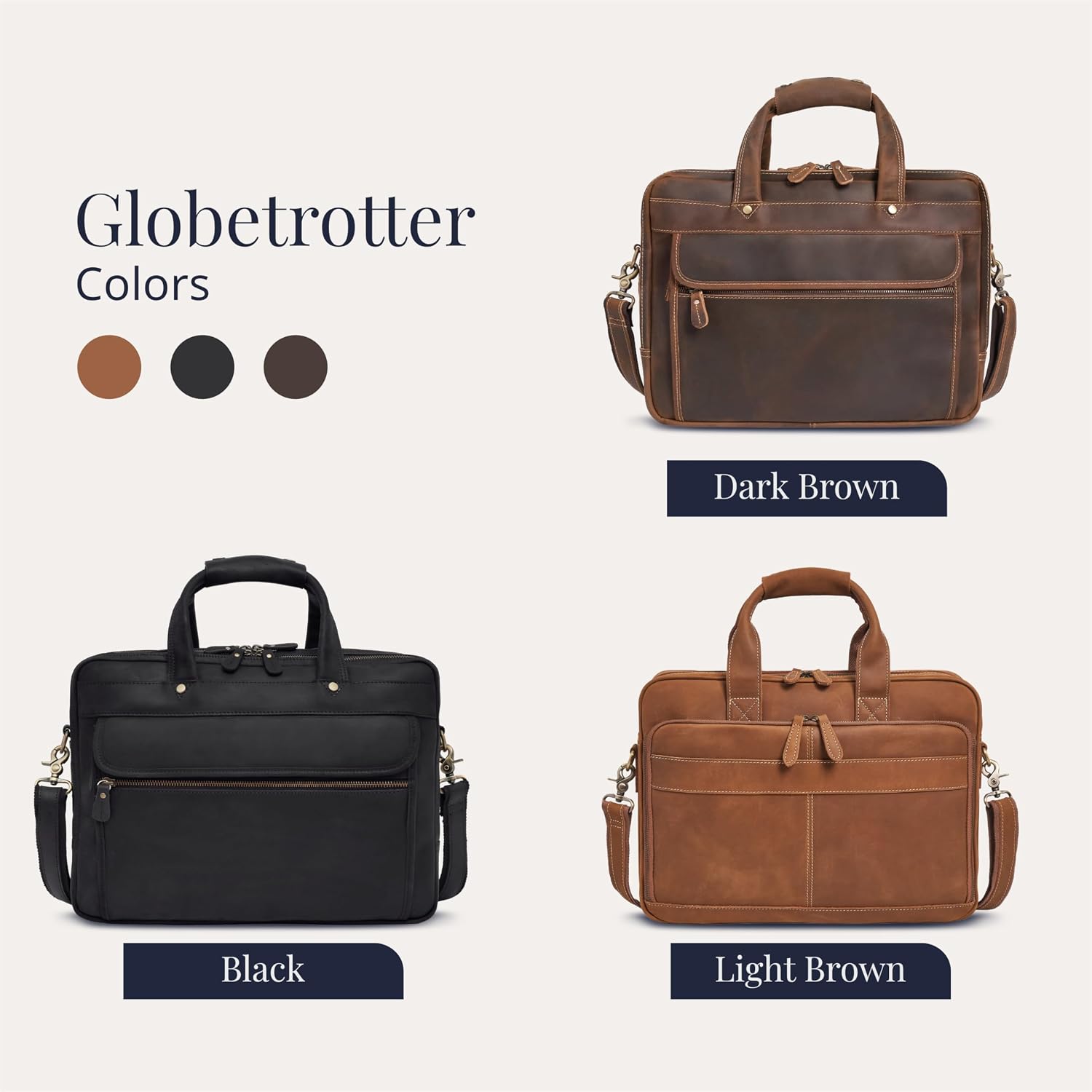Luxorro Full-Grain Leather Briefcase for Men - Laptop Bag with Leather Computer Compartment