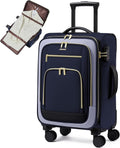 LOVEVOOK Carry on Luggage 22x14x9 Airline Approved, 22 Inch Large Rolling Suitcase with Garment Bag, Spinner Wheels & TSA Lock, 49L Softside Lightweight Underseat Carryon Luggage for Women Men Travel