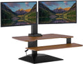 Vari VariDesk Premier Electric Converter -All-in-One Standing Desk Height Adjustable Riser - USB-A & USB-C - Ideal for Home Office Workspace - Dual Monitor Mount Computer Workstation (Walnut)