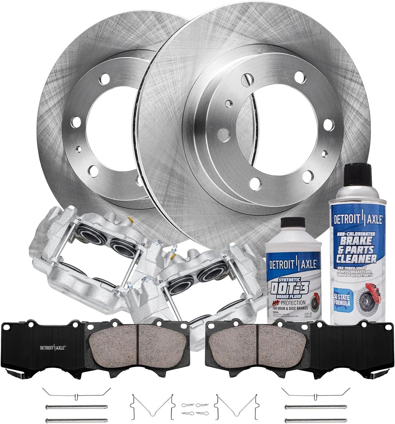 Detroit Axle - 8pc Front Brake Kit for 2005-2021 Toyota Tacoma 2003-2009 Toyota 4Runner 2007-2014 Toyota FJ Cruiser Replacement Brake Calipers Disc Brake Rotors Ceramic Brake Pads