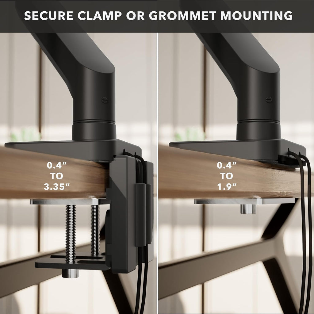 Mount-It! Proflex Series Heavy-Duty Monitor Desk Mount, Fits 17–49' Ultrawide Curved Screens, Full Motion Gas Spring Arm, 44 lbs Capacity, USB-C & USB 3.0 Ports, VESA 75/100, Clamp or Grommet Base