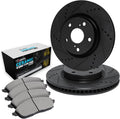 R1 Concepts Rear Brake Kit Fits 2016-2020 Audi A4; 2018-2020 Audi A5, Q5, S4, S5, SQ5; 2019-2020 Audi A6, A7| Euro Ceramic Brake Pads and Drilled Slotted Brake Rotors| 13.0' Rear