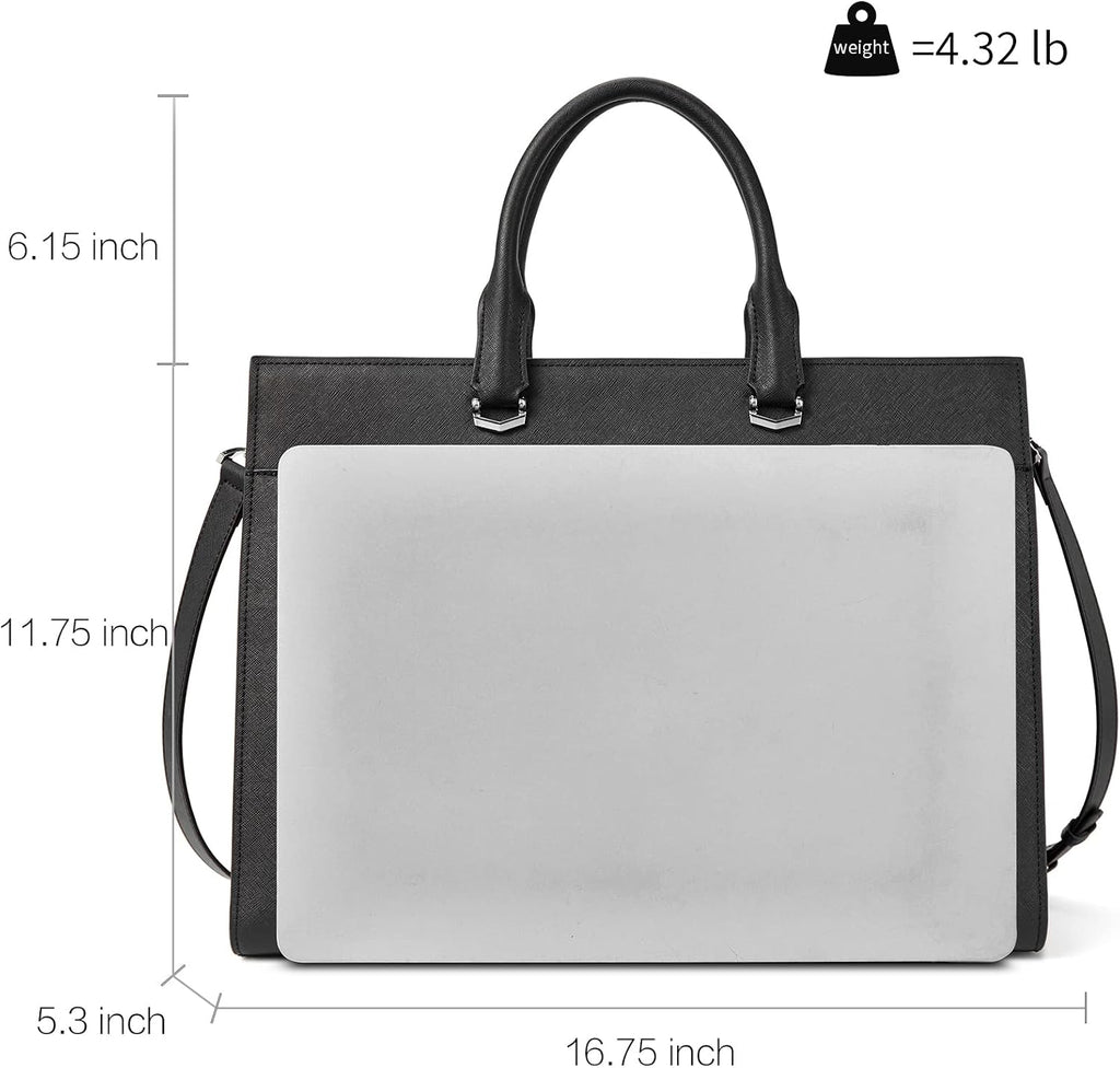 BOSTANTEN Briefcase for Women Laptop Tote 15.6 Inch Genuine Leather Handbag Work Bag Beige