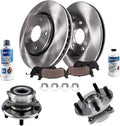Detroit Axle - Front Disc Brake Rotors Ceramic Pads Wheel Bearing & Hubs Replacement for 2015-2017 Honda Odyssey - 8pc Set