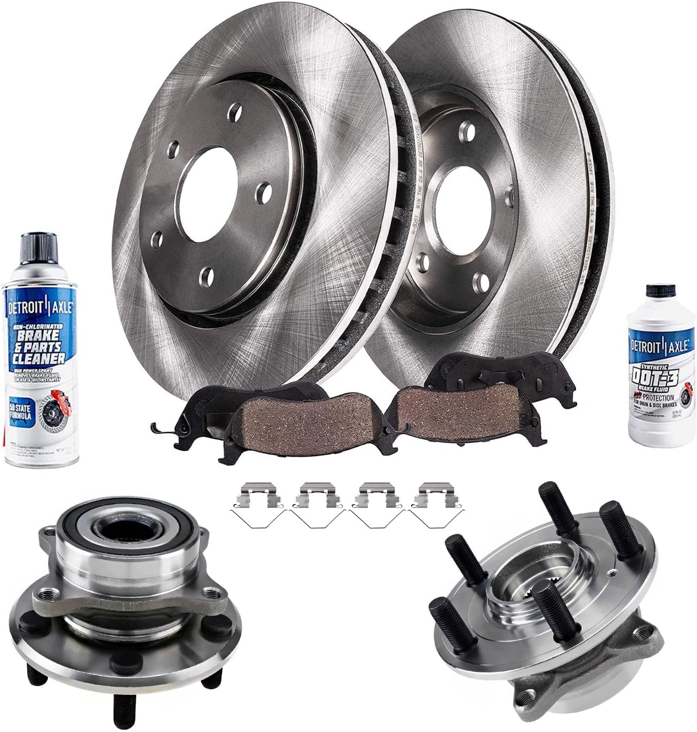 Detroit Axle - Front Disc Brake Rotors Ceramic Pads Wheel Bearing & Hubs Replacement for 2015-2017 Honda Odyssey - 8pc Set