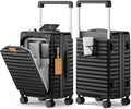 Joyway 20 Inch Carry on Luggage with Front Pocket, PC Hardshell Carry-on Suitcase with USB Port and Cup Holder, 21.5x14.2x9 Airline Approved, Luggage with Spinner Wheels and TSA Lock (Black)