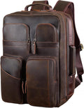 TIDING 17.3' Full Grain Leather Laptop Backpack for Men Multi Pockets Casual Daypack Business Travel Rucksack