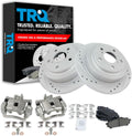 TRQ Performance Rear Brake Pad and Rotor Set Ceramic G Coated Slotted Drilled Rotors Calipers Compatible with 2005-2006 Saab 9-2X 2004-2008 Subaru Forester 2004-2007 Impreza
