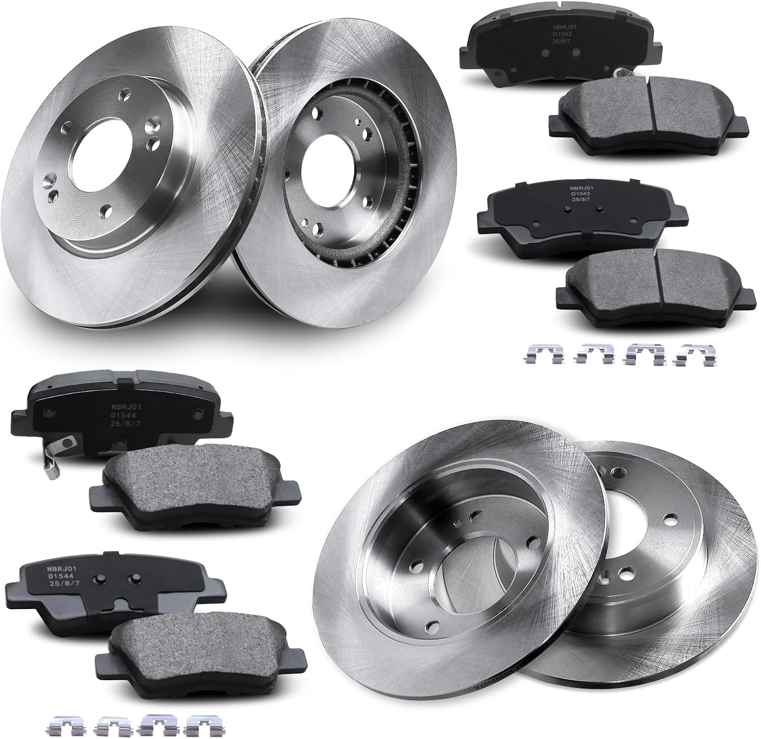 Front & Rear Disc Brake Rotors & Ceramic Brake Pads Kit Fit for Hyundai 11-16 Elantra, 13-16 Elantra GT, 12-15 Veloster; for Kia 14-16 Forte, 14-16 Forte Koup/Forte5#31584 31603 D1543 D1544
