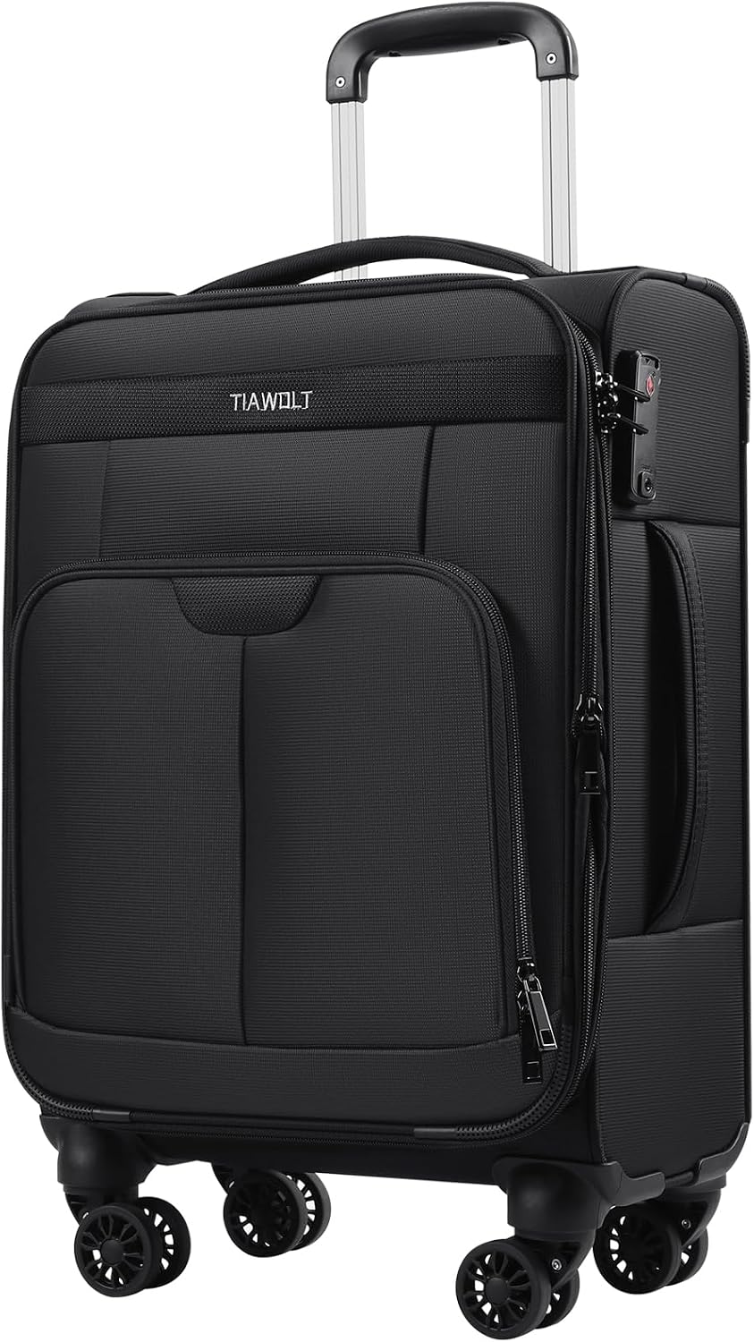 Carry on Luggage with Spinner Wheels 20-Inch,Lightweight Expandable Luggage Set Carry-on Suitcase with Wheels Women Men-Black