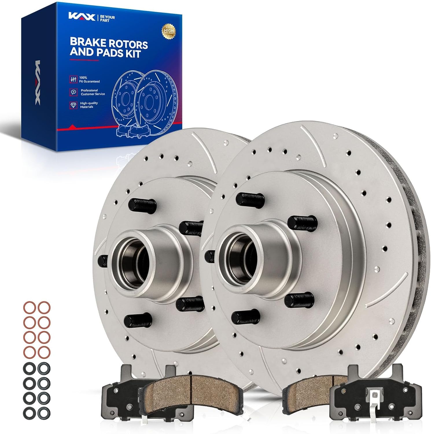 KAX Front Brake Kit for Chevrolet, GMC - C1500, C1500 Suburban, Tahoe, Express 1500, Yukon, Savana 1500, 11.61inch Brake Rotors Pads Kit, #5595+D369 Front Brakes