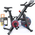 MERACH Exercise Bike, Brake Pad Stationary Bike with Exclusive App, Low Noise Indoor Cycling Bike with 300lbs Weight Capacity, Tablet Mount and Fitness Courses for Weight Loss