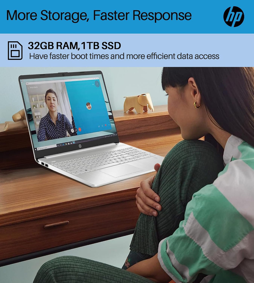 HP 15.6' Touchscreen Laptop for Work, Win 11 Pro & Microsoft Office Lifetime License, 15.6' HD Screen, 32 GB RAM, 1 TB SSD, Intel i3-1215U, Long Battery Life, Webcam, Wi-Fi, with Bonus Accessories