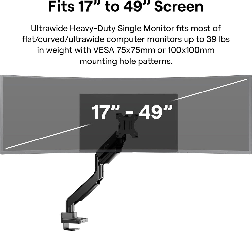 Pixio PXC328 32 inch Curved 180Hz Refresh Rate QHD 1440p Resolution Fast VA Panel 1ms GTG Response Time Gaming Monitor with PS2S Ultrawide Heavy-Duty Premium Single Monitor Arm
