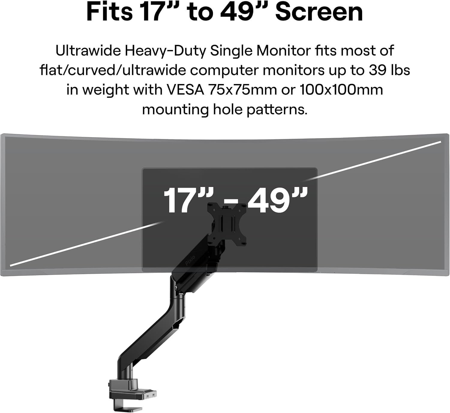 Pixio PXC328 32 inch Curved 180Hz Refresh Rate QHD 1440p Resolution Fast VA Panel 1ms GTG Response Time Gaming Monitor with PS2S Ultrawide Heavy-Duty Premium Single Monitor Arm