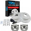 TRQ Performance Rear Brake Pad and Rotor Set Ceramic Vented Coated Rotors Calipers Compatible with 2008-2013 Nissan Rogue 2014-2015 Rogue Select
