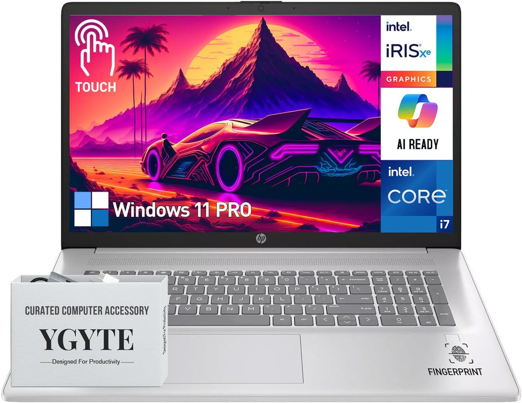 HP 17 Inch Laptop Touchscreen Computer, 17.3' HD+ Touch Screen Business Laptop PC, Intel Core i7, 64GB RAM 2TB SSD, Windows 11 Pro, Number Pad, Fingerprint