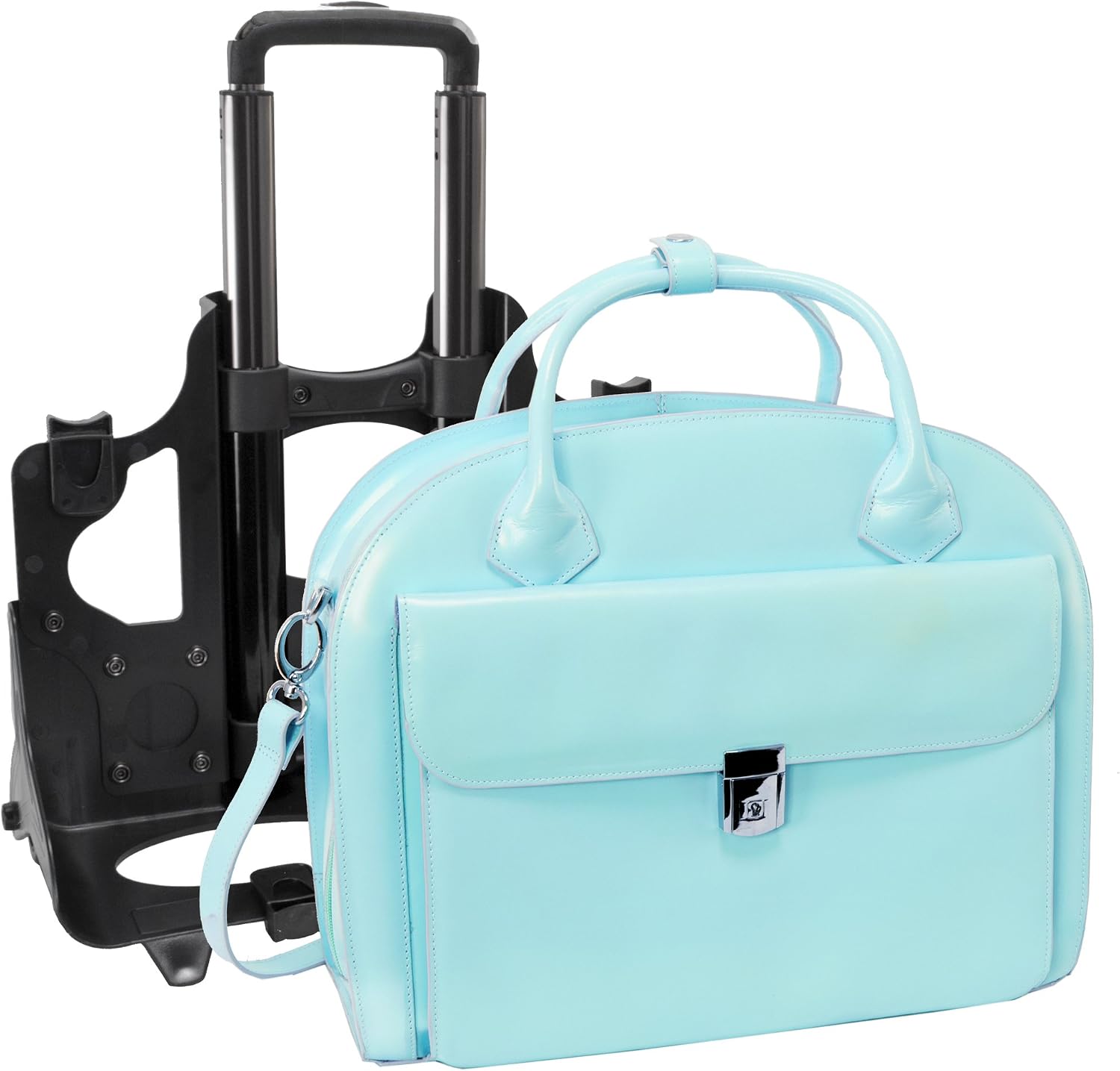 McKleinUSA Glen Ellyn 94368 Blue Leather Detachable-Wheeled Women's Case