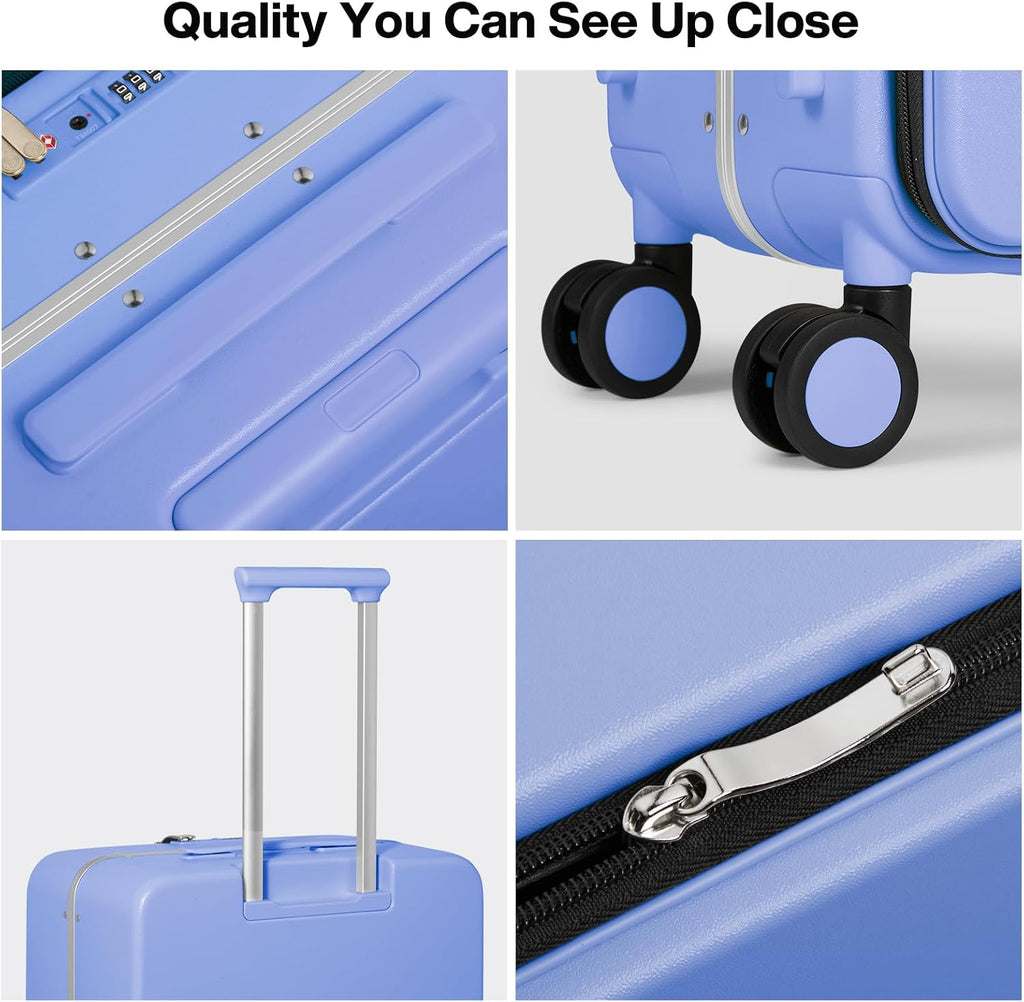 mixi 24 Inch Checked Luggage PC Hard Shell Suitcase Top Opening Aluminum Frame Travel Suitcases with Wheels, Lilac Purple