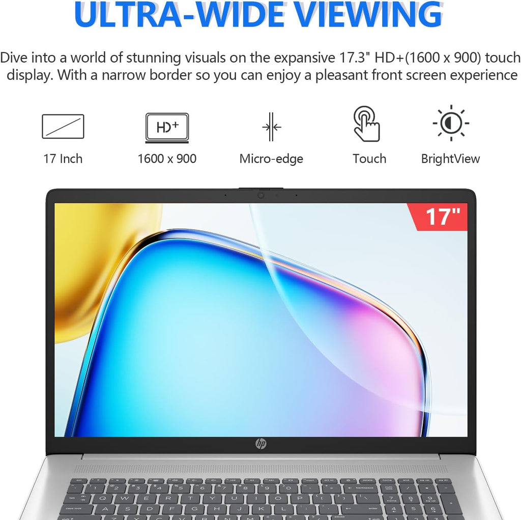 HP 17 Inch Touchscreen Laptop Computer, 17.3' HD+ Touch Screen Business Laptop, AMD Ryzen 5 (6-Cores), 64GB RAM 1TB SSD, Windows 11 Pro, 10-Key Number Pad