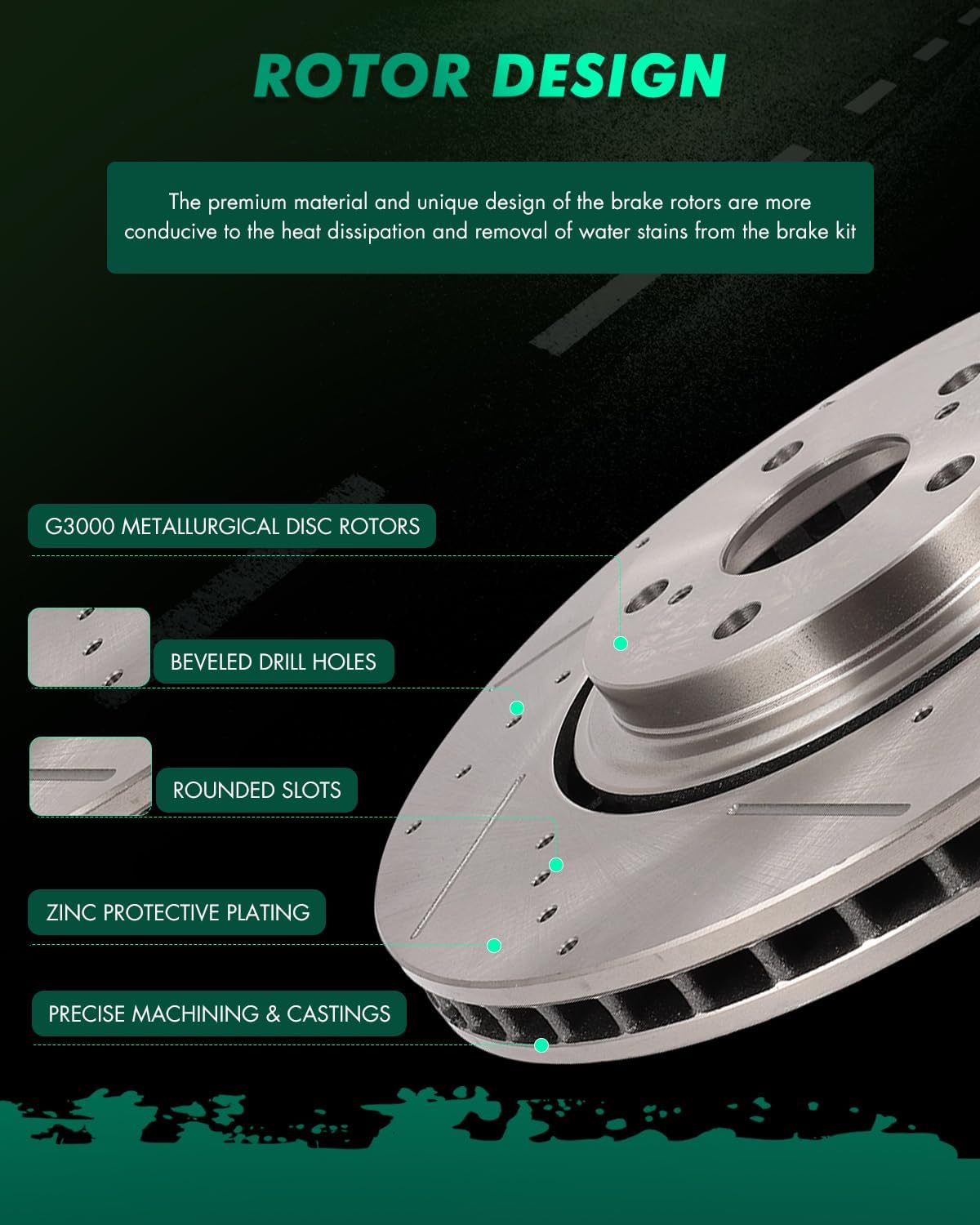 SCITOO Brake Kits For Lexus For NX200t For NX300 For NX300h For RX350 For RX450h,For Toyota For Highlander For Sienna Front Drilled & Slotted Disc Brakes Rotors and Ceramic Brake Pads 31511;D1324