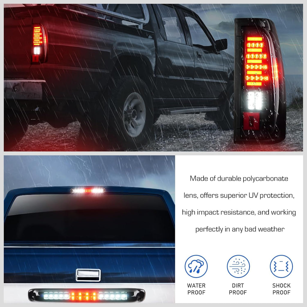 Tail Light +3rd Third Brake Cargo Lamp Fit for Chevy Silverado 1500 2500 2003-2006, Silverado 3500 2004-2006, Fit for Sierra 1500 1500HD 2500 2500HD 3500 2004-2006, Rear LED Taillight Assembly