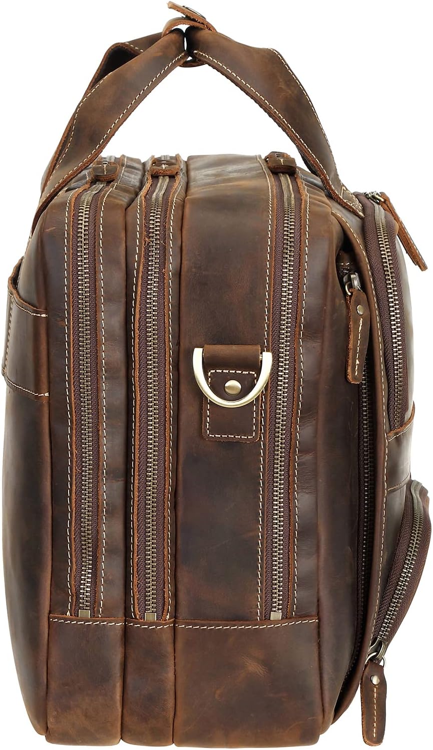 Polare Full Grain Cowhide Leather 17'' Laptop Large Briefcase for Men Business Messenger Bag Work Bag