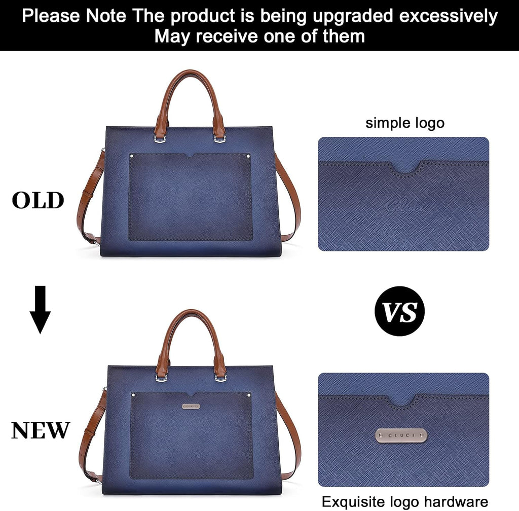 CLUCI Leather Briefcase for Women Laptop 15.6 Inch Professional Business Work Ladies Computer Handbag Shoulder Bag