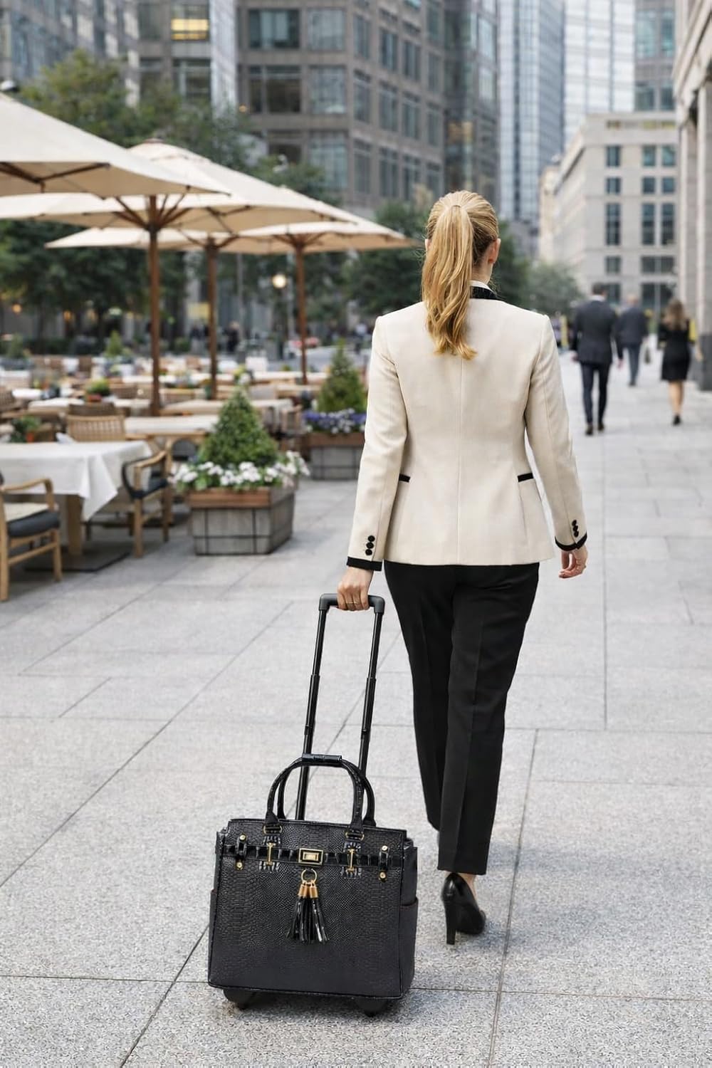 JKM & Company Rolling Laptop Bag for Women | Designer Wheeled Briefcase | Fits 13-17' Laptops | Office Travel Computer Case