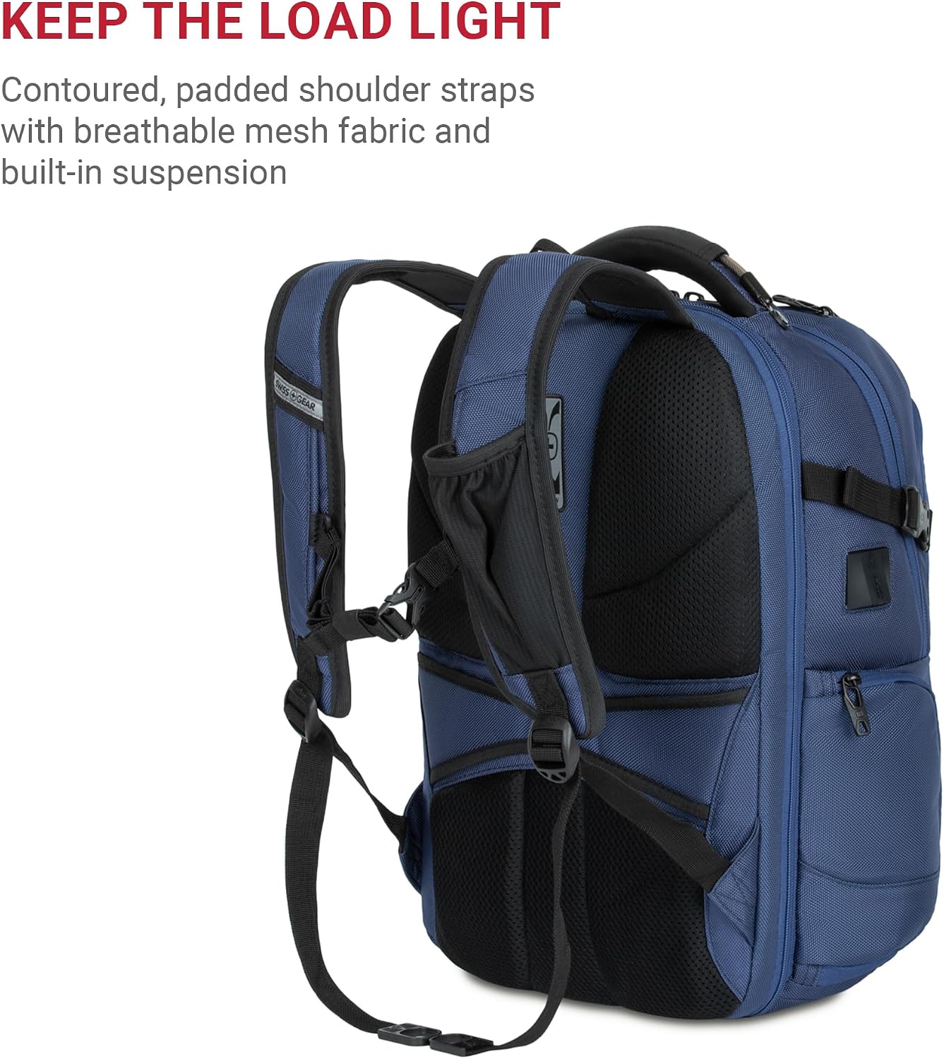 SwissGear Travel Tech Elite Laptop Backpack – Fits Laptops up to 16' – ScanSmart TSA-Friendly Backpack with USB Port, Shoe Compartment & Organizer Pockets – Navy Ballistic
