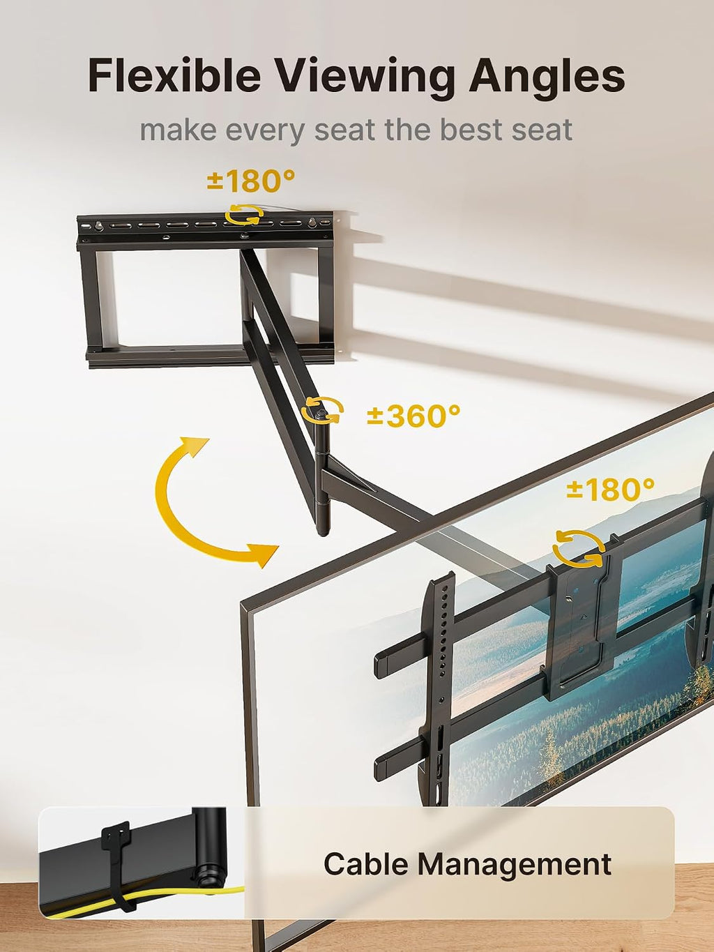 monTEK Long Arm TV Wall Mount for Most 43-80 Inch TVs, 42 Inch Long Extension TV Mount Swivel and Tilt, Full Motion Wall Mount Tv Bracket Fit Max VESA 600 x 400mm, Up to 110 lbs, 16',18' Studs