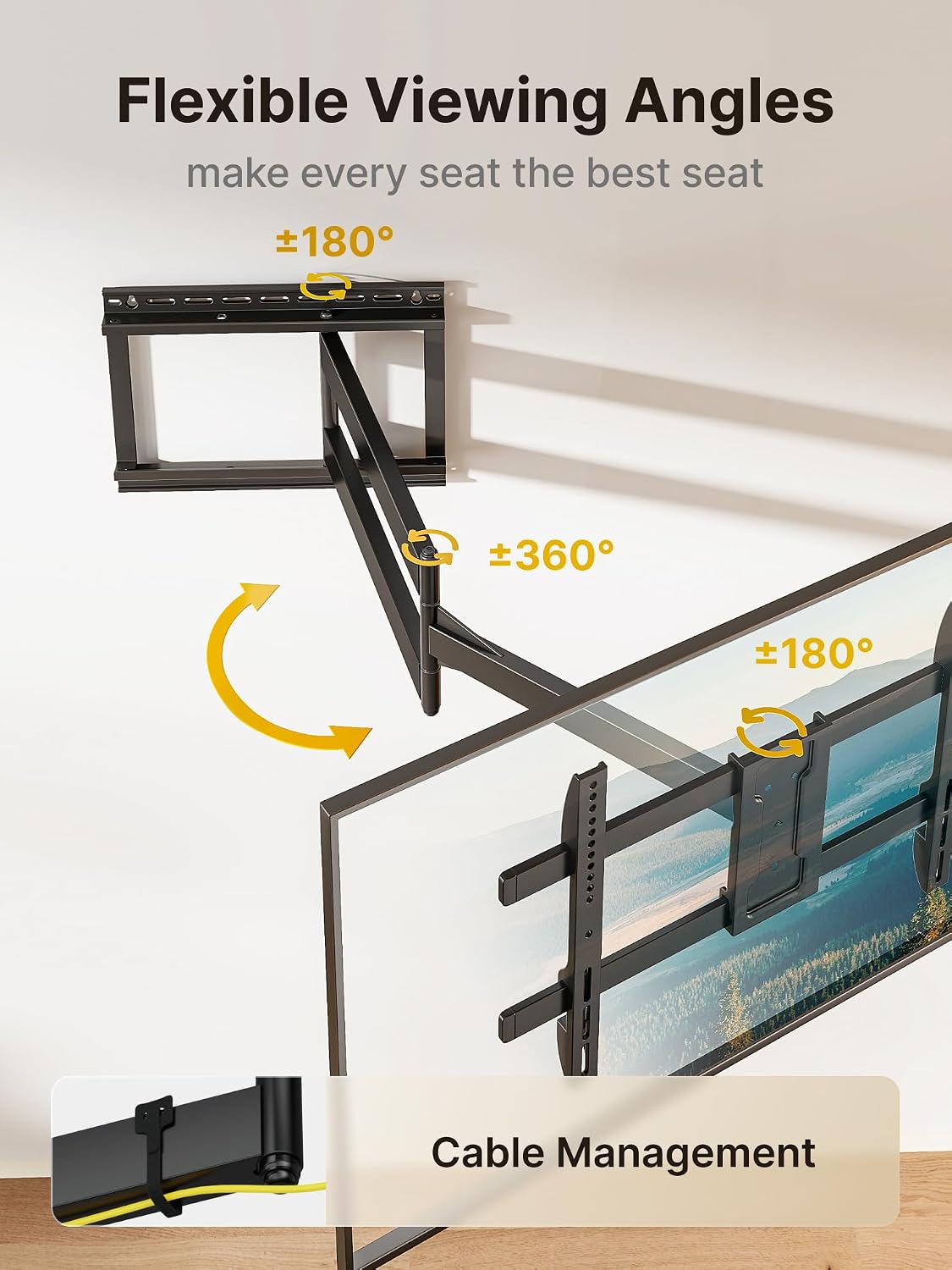 monTEK Long Arm TV Wall Mount for Most 43-80 Inch TVs, 42 Inch Long Extension TV Mount Swivel and Tilt, Full Motion Wall Mount Tv Bracket Fit Max VESA 600 x 400mm, Up to 110 lbs, 16',18' Studs
