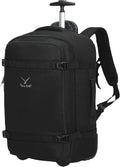 Hynes Eagle Rolling Backpack 42L Backpack with Wheels Airline Approved Carry on Luggage Laptop Travel Suitcase Bag for Women Men Jet Black