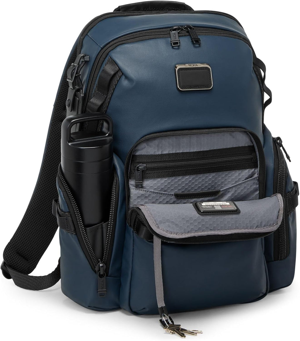Tumi Mens Navigation Backpack Navy Coated Canvas One Size
