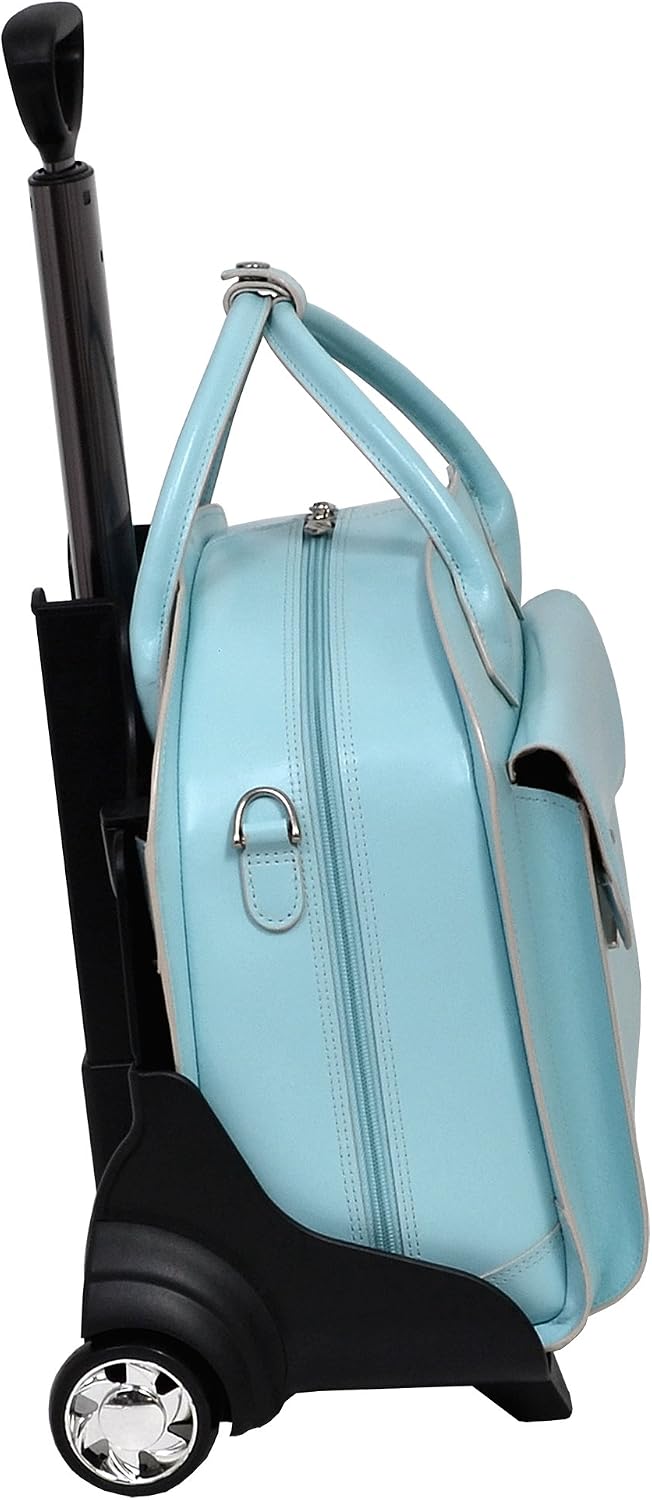 McKleinUSA Glen Ellyn 94368 Blue Leather Detachable-Wheeled Women's Case