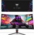 KTC 34 Inch Curved Ultrawide Gaming Monitor 3440 x 1440P 165Hz & Large Mouse Pad