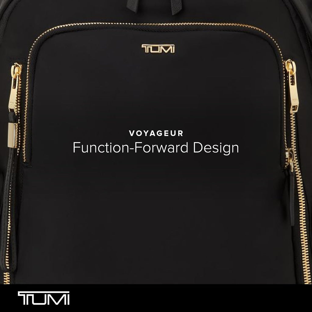 TUMI - Voyageur Celina Backpack - Women's Work and Travel Bag - 16.0' X 10.6' X 6.5' - Holds Up to 16' Laptop - Black & Gold Hardware