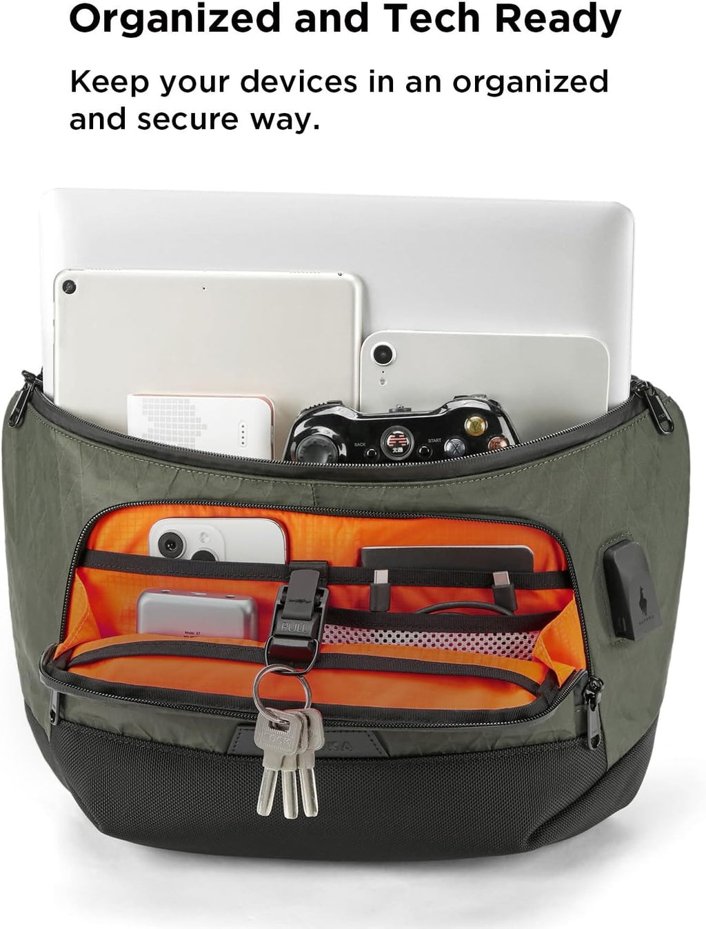 ALPAKA Bravo Sling Max, 8L RFID-Blocking Sling Laptop Bag for Men with Maglockz Buckle, Lockable Zips & External USB Port