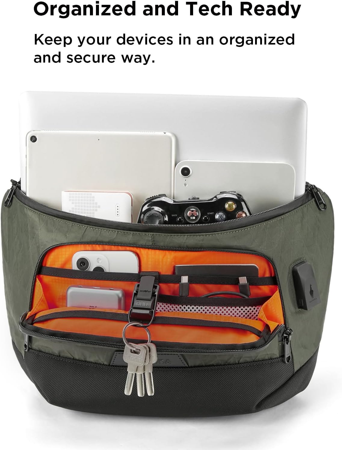 ALPAKA Bravo Sling Max, 8L RFID-Blocking Sling Laptop Bag for Men with Maglockz Buckle, Lockable Zips & External USB Port
