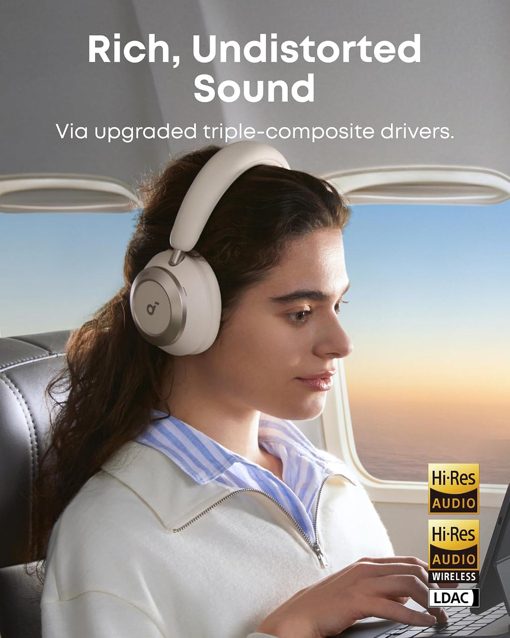 Soundcore Space One Pro by Anker, Adaptive Active Noise Cancelling Headphones Driven by 6 Mics, Super Foldable Design, 60H Lossless Audio, Ultra-Fast Charging, Hi-Res Wireless Audio(Renewed)