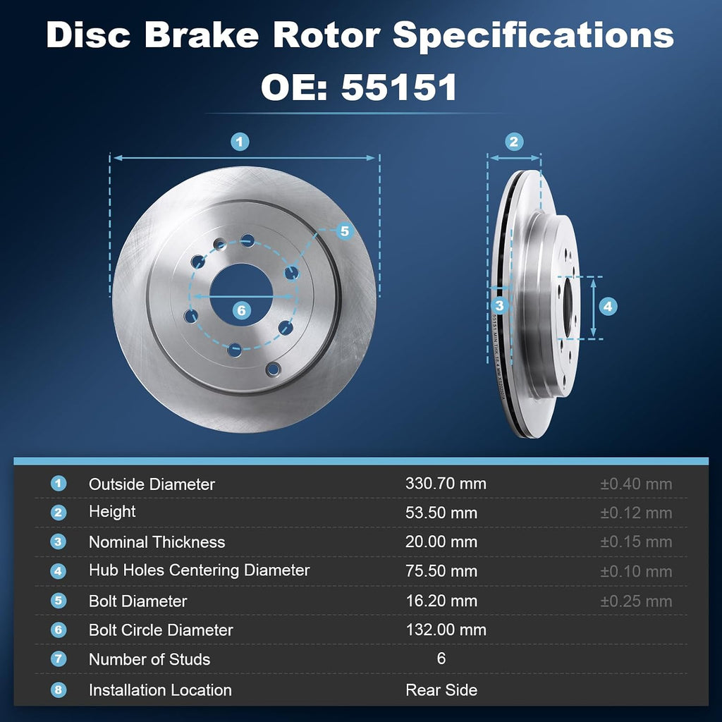 Front & Rear Disc Brake Rotors & Ceramic Brake Pads Kit Fit for Buick 2008-2017 Enclave; for Chevrolet 2009-2017 Traverse; for GMC 2007-2017 Acadia; for Saturn 2007-2010 Outlook #55150 55151