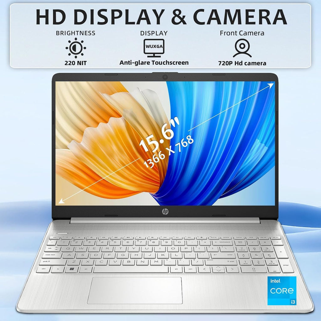 HP Flagship Touchscreen Laptop Computer - Win 11 Pro • Office Lifetime • 15.6' HD Touchscreen • Intel i3 1215U • Wi-Fi 5 • Anti-Glare HD Display w/Laptop Bundle (32G RAM • 1TB SSD)