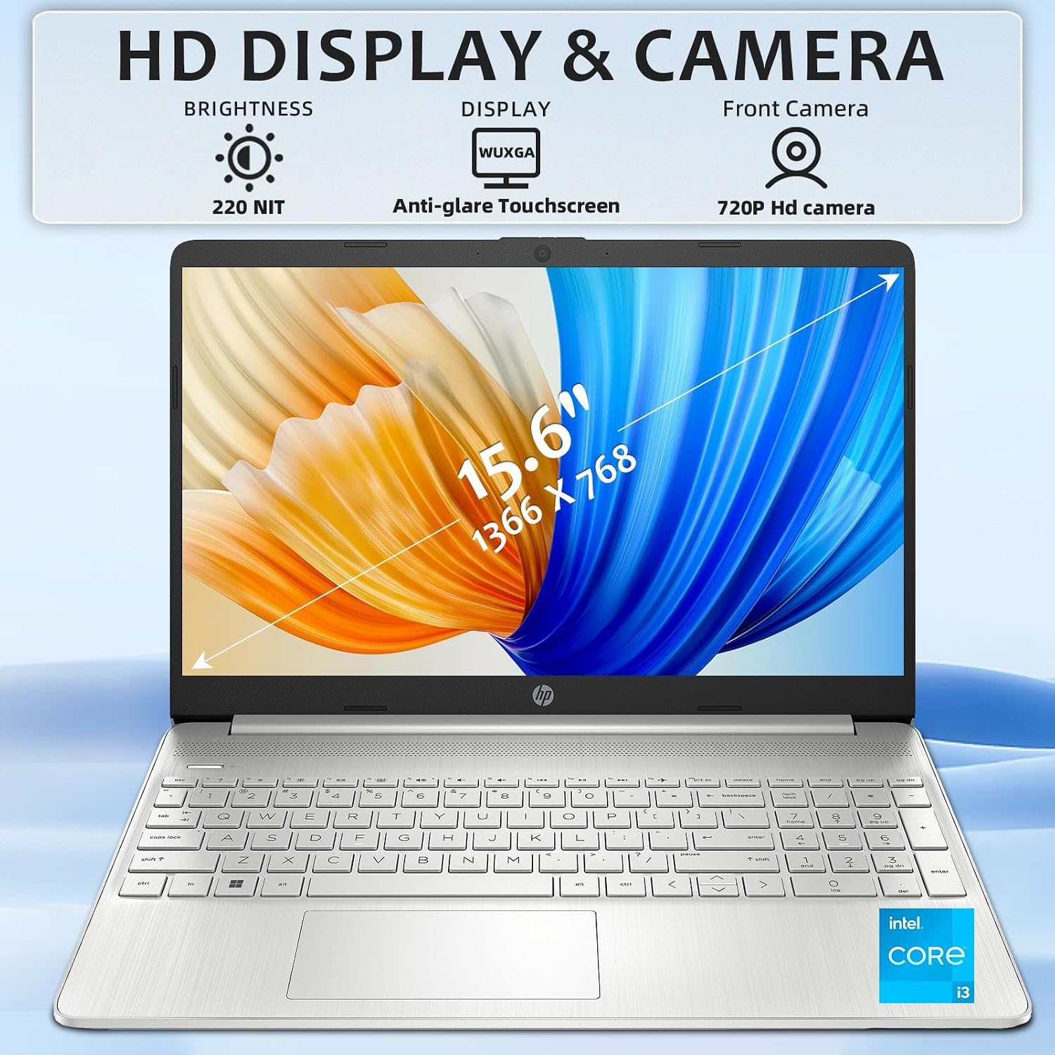 HP Flagship Touchscreen Laptop Computer - Win 11 Pro • Office Lifetime • 15.6' HD Touchscreen • Intel i3 1215U • Wi-Fi 5 • Anti-Glare HD Display w/Laptop Bundle (32G RAM • 1TB SSD)