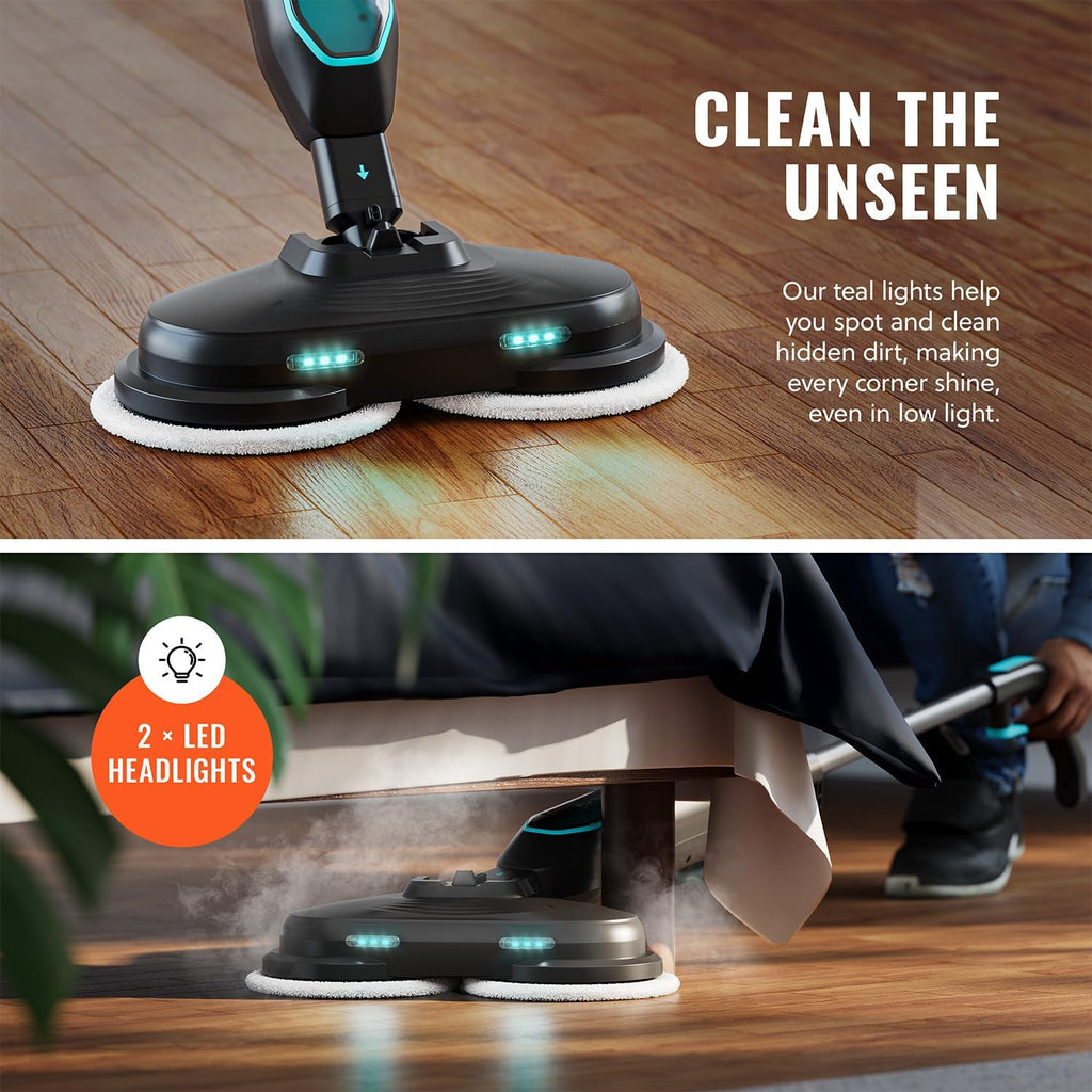 Pursteam New & Improved ScrubMaster Steam Mop with Dual Scrubbing LED Head
