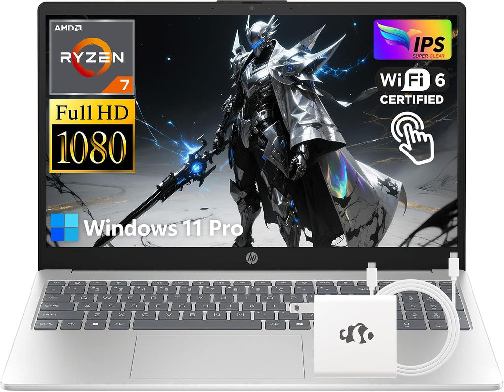 HP Touchscreen Laptop, 680M AMD Ryzen 7 7730U(8-Cores, Beats i7-1355U) 32GB RAM 1TB SSD, 15.6' FHD IPS Display Win11 Pro WiFi6 Numeric Keypad Webcam w/GM Accessory Computer for Business and Gaming