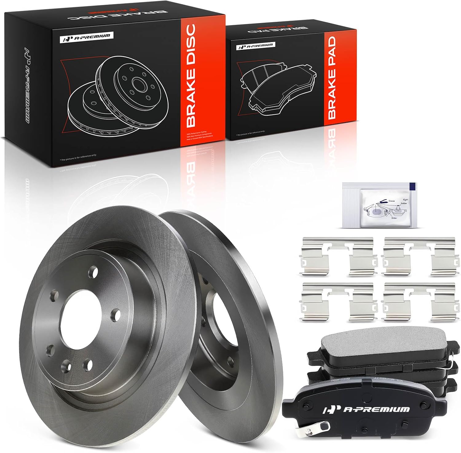 A-Premium 11.5 inch(292.1 mm) Rear Solid Disc Brake Rotors + Ceramic Pads Kit Compatible with Select Buick, Cadillac and Chevrolet Models - Cascada 2016-2019, Verano, ELR, Cruze, Volt, 6-PC Set